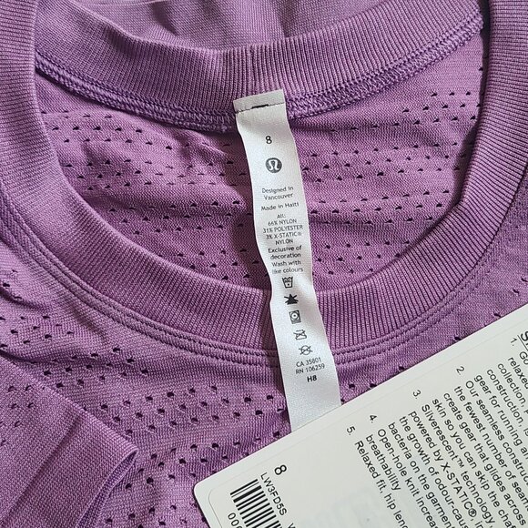 New Lululemon train to be short sleeve wisteria purple size 8 - Picture 3 of 4